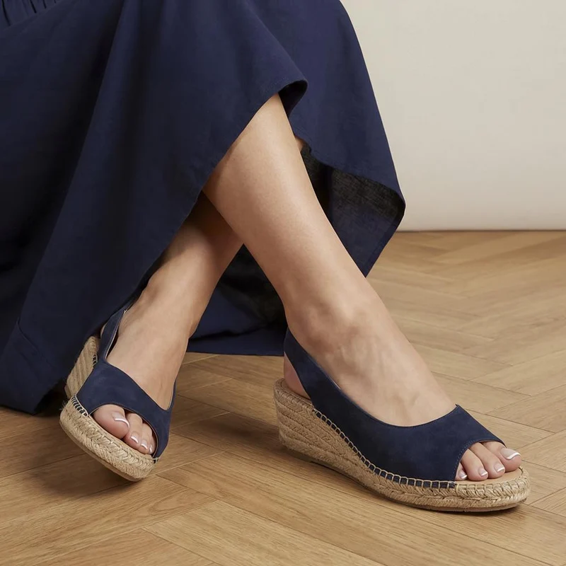 Wide-Fitting Leather Sandals - ROSANNAWIDE / 327 521 - Navy