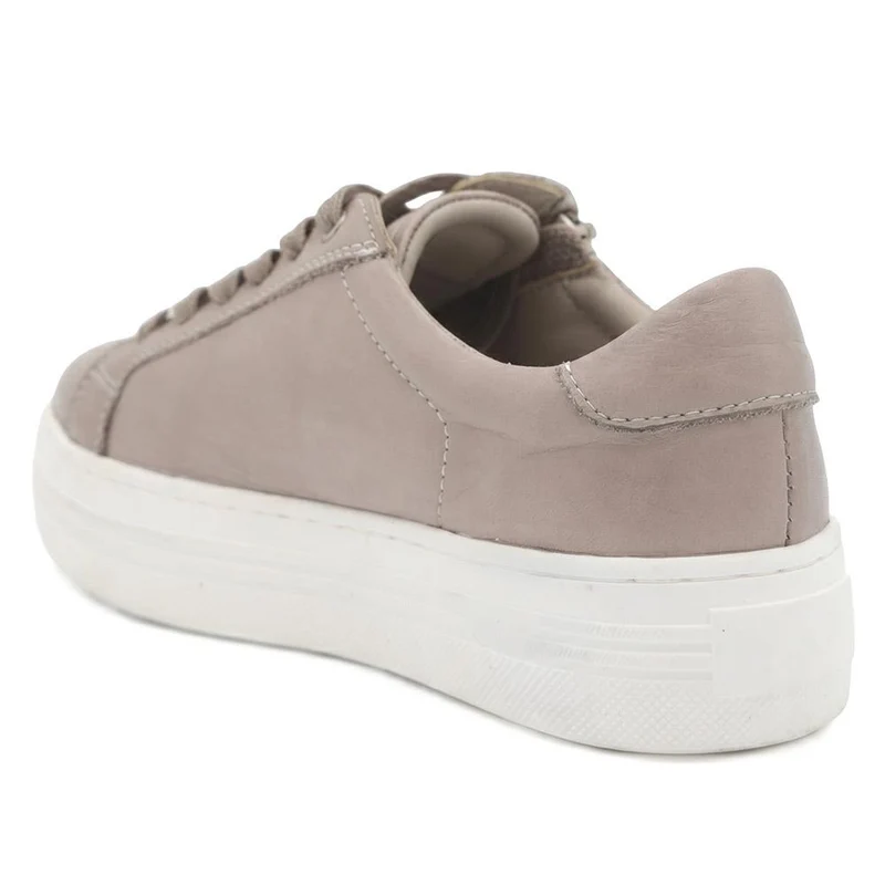 Amaliadawide Wide Fit Leather Platform Trainers - AMALIADAWIDE / 329 929 - Stone
