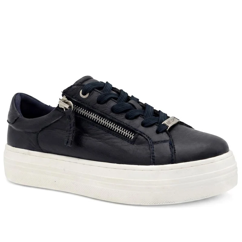 Amaliadawide Wide Fit Leather Platform Trainers - AMALIADAWIDE / 329 929 - Navy