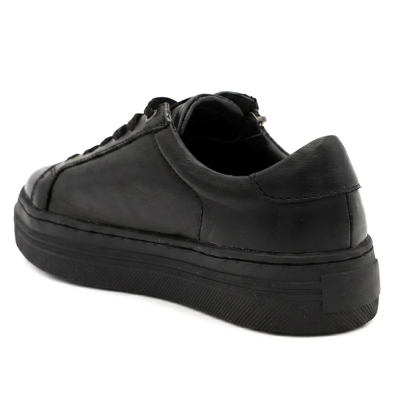 Amaliadawide Wide Fit Leather Platform Trainers - AMALIADAWIDE / 329 929 - Black-Black