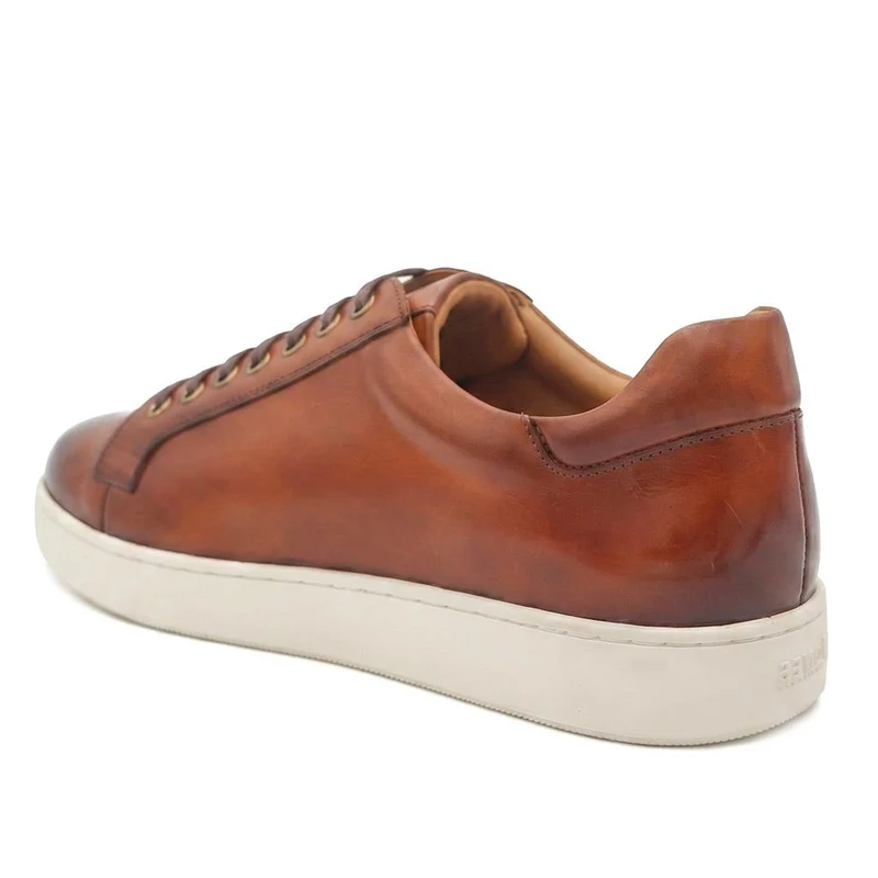 Simon Wide Fit Leather Lace Up Trainers - SIMONWIDE / 330 119 - Tan