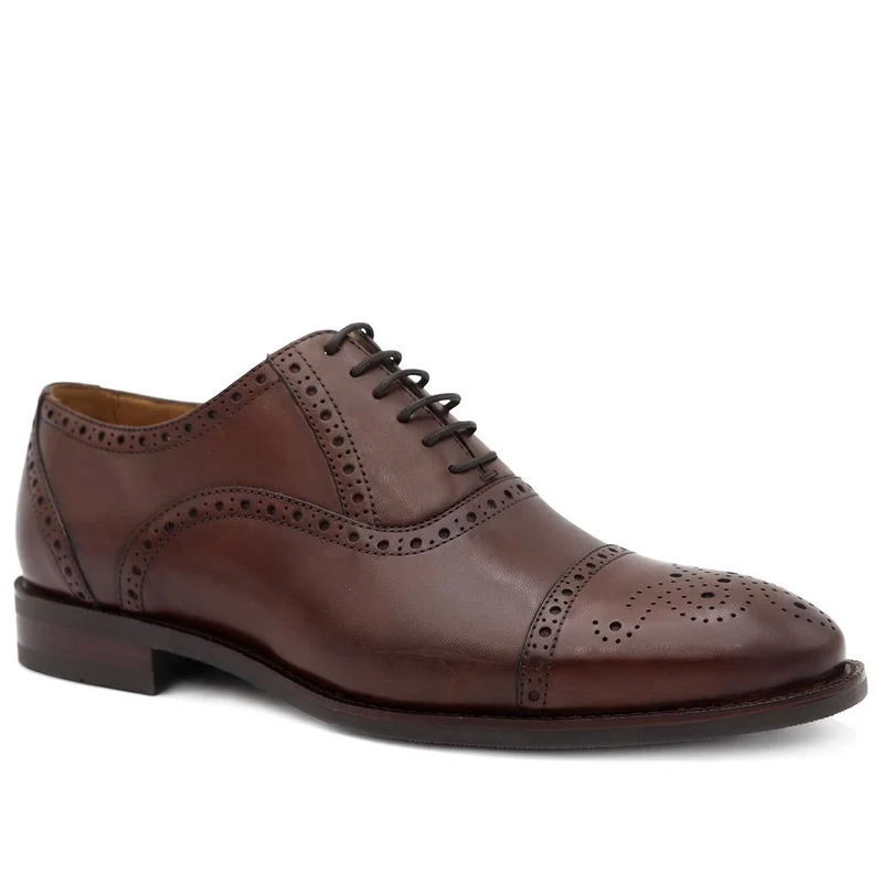 Maynard Wide Fit Leather Oxford Brogues - MAYNARDWIDE / 329 989 - Chestnut