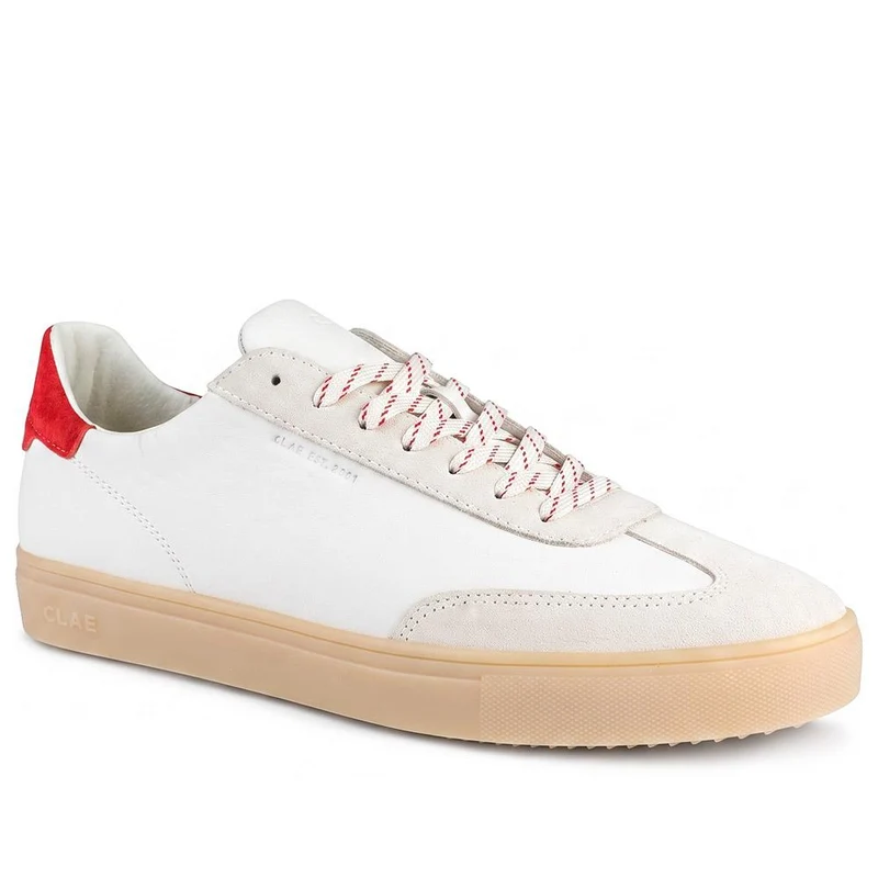 Clae Deane Leather Lace Up Trainers - CLAGB43503 / 329 184 - White-Red