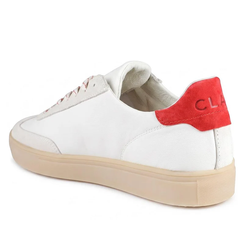 Clae Deane Leather Lace Up Trainers - CLAGB43503 / 329 184 - White-Red