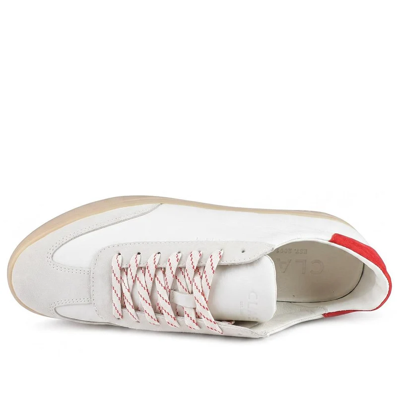 Clae Deane Leather Lace Up Trainers - CLAGB43503 / 329 184 - White-Red