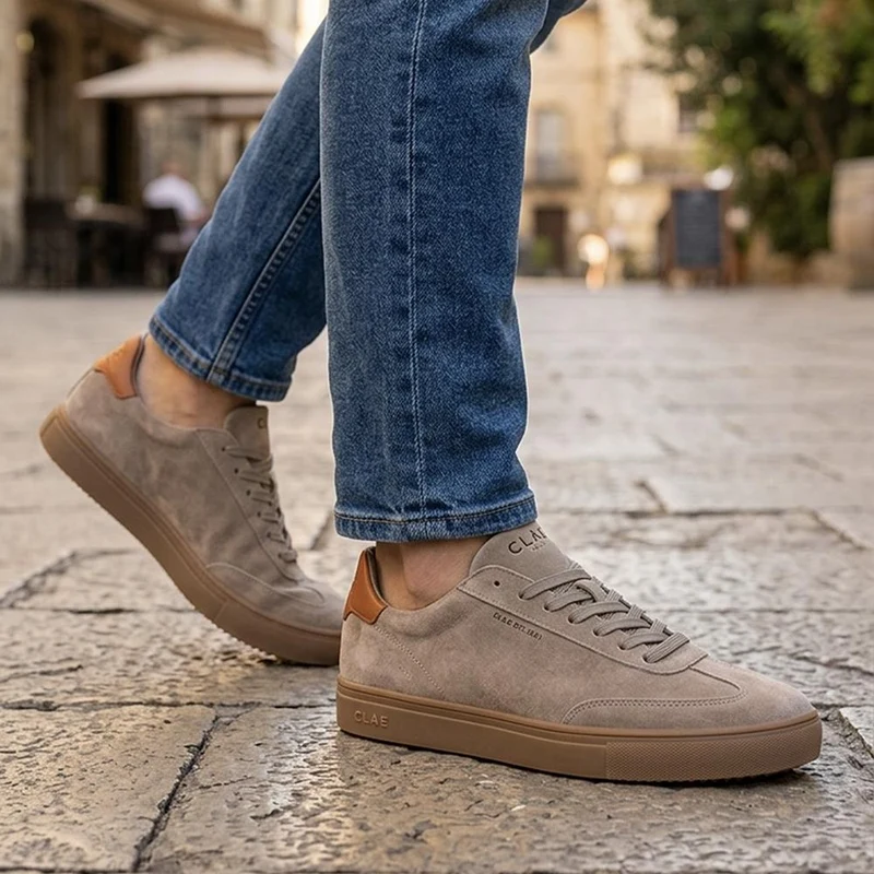 Clae Deane Leather Lace Up Trainers - CLAGB43503 / 329 184 - Grey Suede