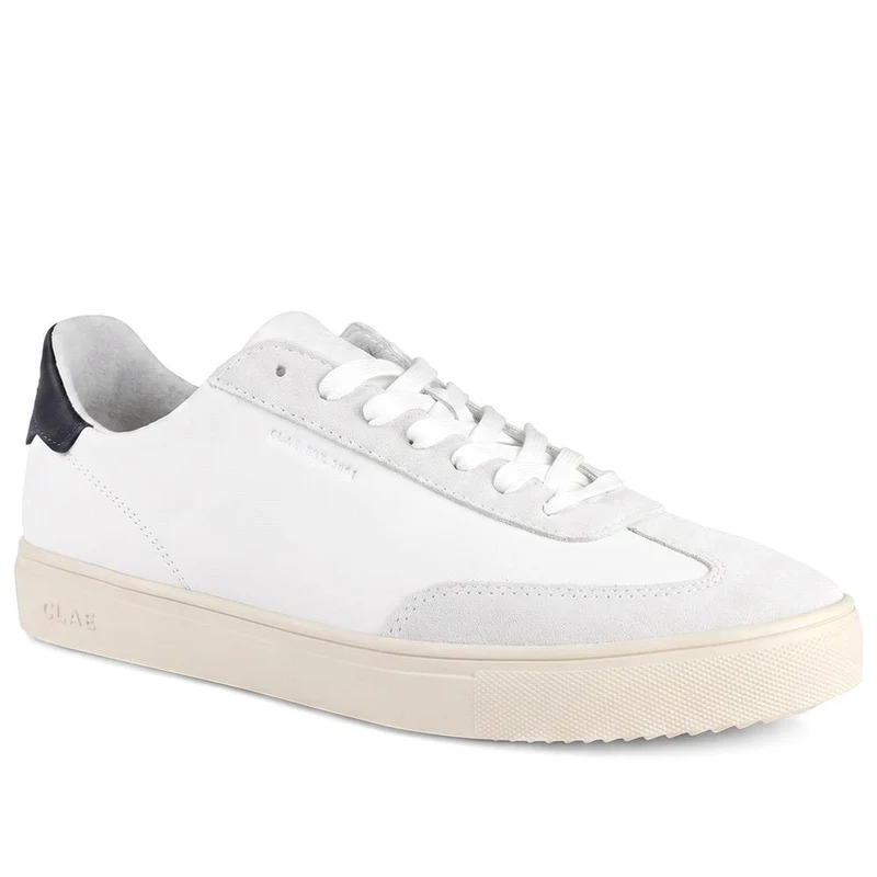 Clae Deane Leather Lace Up Trainers - CLAGB43503 / 329 184 - White-Navy