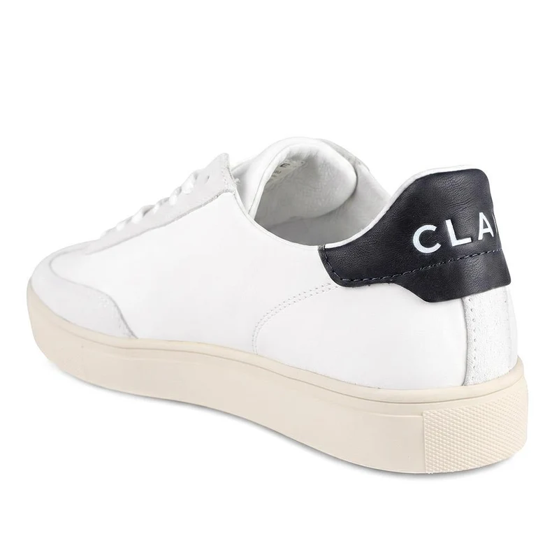 Clae Deane Leather Lace Up Trainers - CLAGB43503 / 329 184 - White-Navy