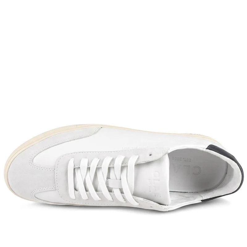 Clae Deane Leather Lace Up Trainers - CLAGB43503 / 329 184 - White-Navy