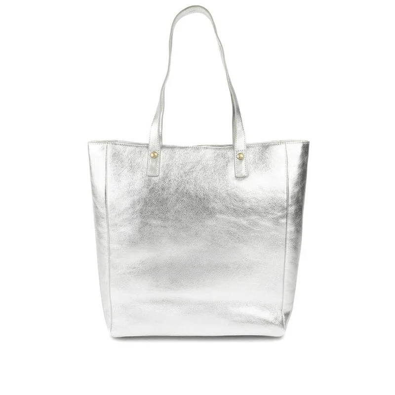 Wensley Metallic Pop Fasten Handbag - WENSLEY / 329 239 - Silver Metallic