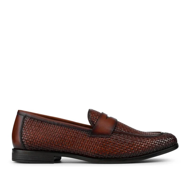 Rogelio Smart Leather Woven Penny Loafers - ROGELIO / 328 855