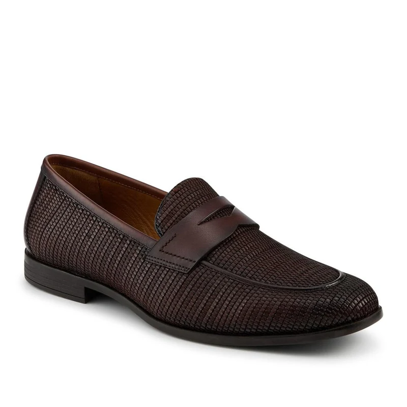 Rogelio Smart Leather Woven Penny Loafers - ROGELIO / 328 855 - Brown