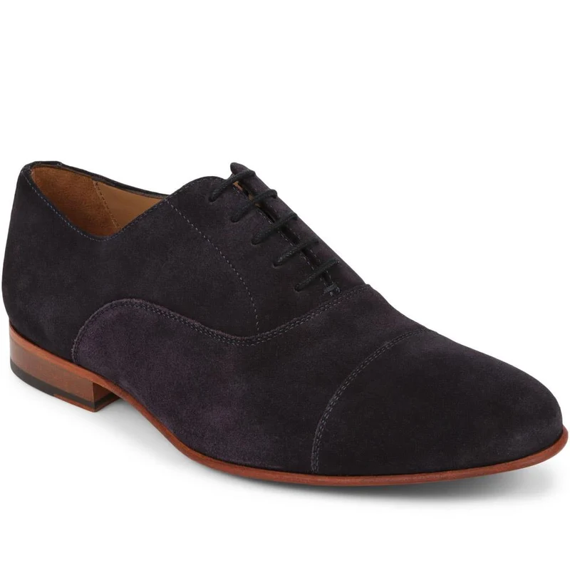 Morpeth Leather Oxford Shoes - MORPETH / 322 592 - Navy Suede