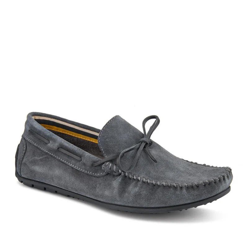 Zeke Leather Full Slippers - ZEKE / 328 015 - Charcoal