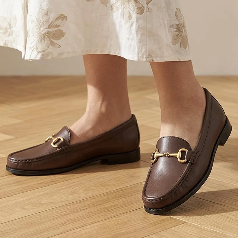 Lorella Leather Heeled Loafers - LORELLA / 327 456 - Chocolate Leather
