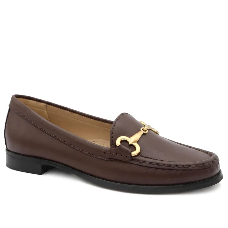 Lorella Leather Heeled Loafers - LORELLA / 327 456 - Chocolate Leather
