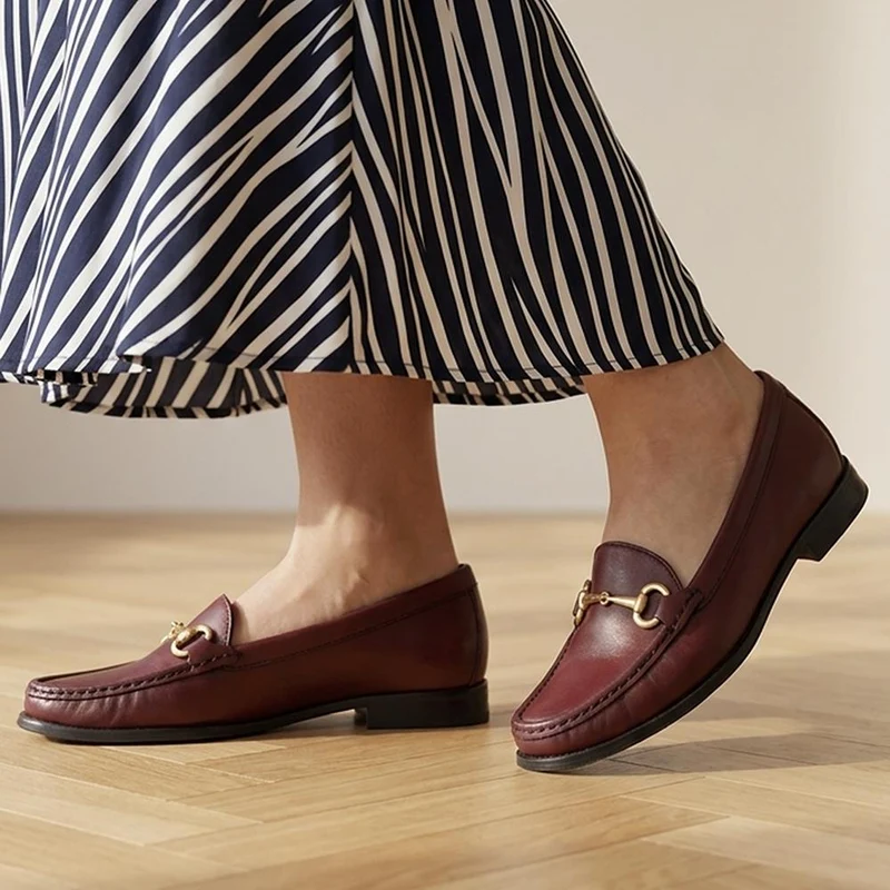 Lorella Leather Heeled Loafers - LORELLA / 327 456 - Burgundy Leather