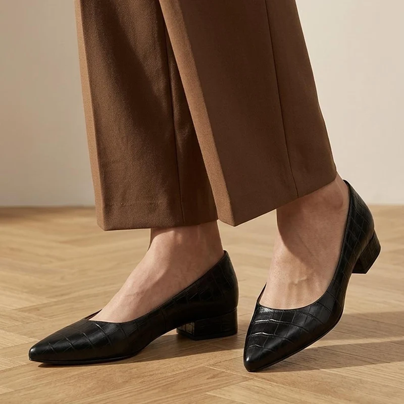 Sunstone Leather Court Shoes - SUNSTONE / 323 599 - Black Croc