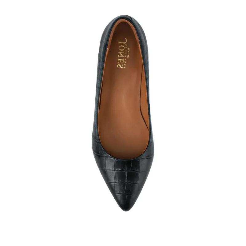 Sunstone Leather Court Shoes - SUNSTONE / 323 599 - Black Croc