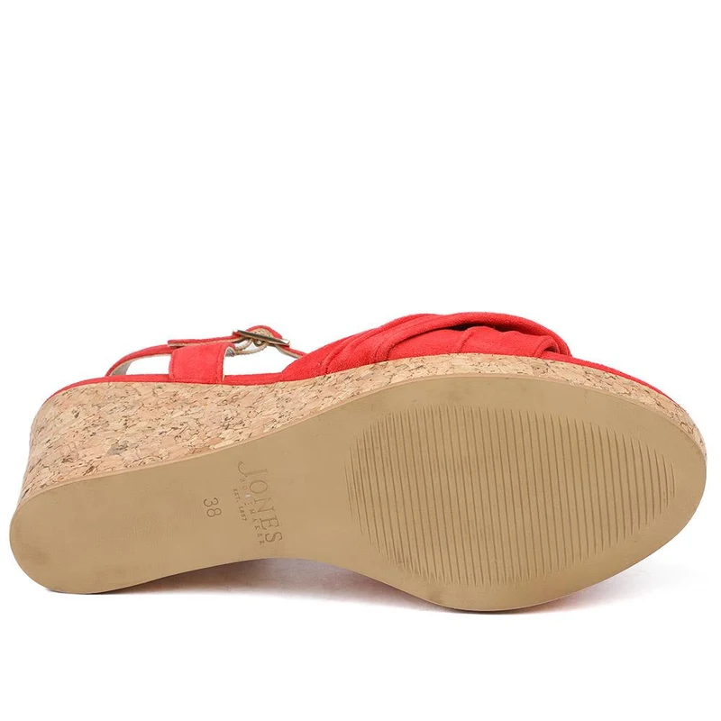 Iva Leather Wedge Heel Sandals - IVA / 328 917 - Red