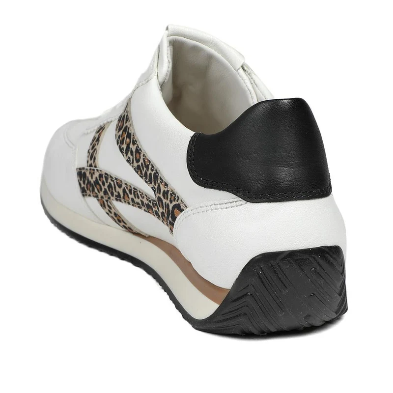 Gabor Globe Wide Fit Leather Trainers - GAB43509 / 328 760 - White Leopard