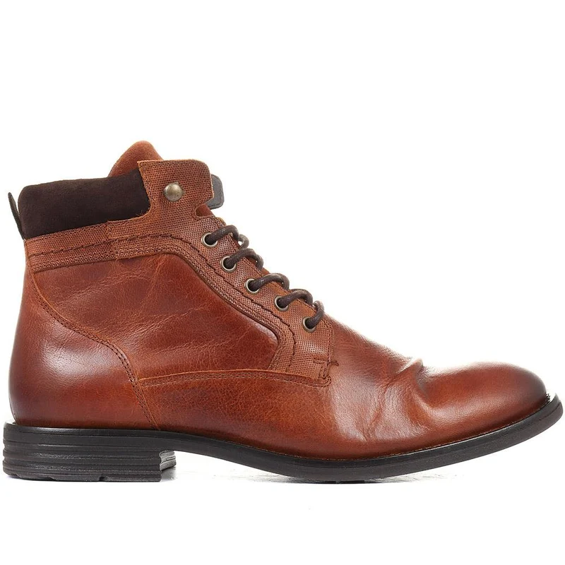Docklands Leather Lace-Up Boots - DOCKLANDS / 321 008 - Dark Tan