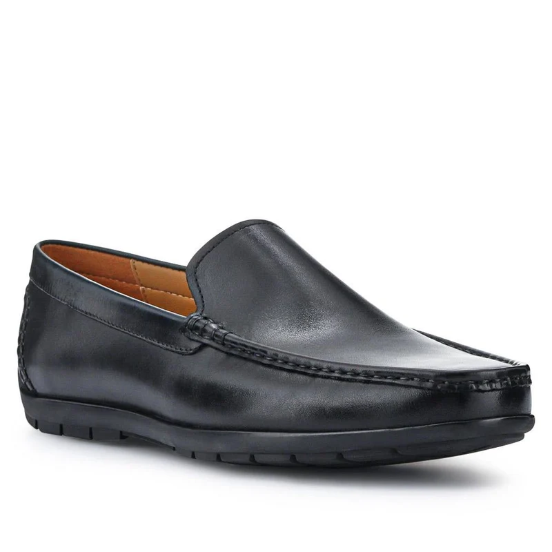 Rawston Wide Fit Smart Leather Slip-On Shoes - RAWSTON / 327 069 - Black