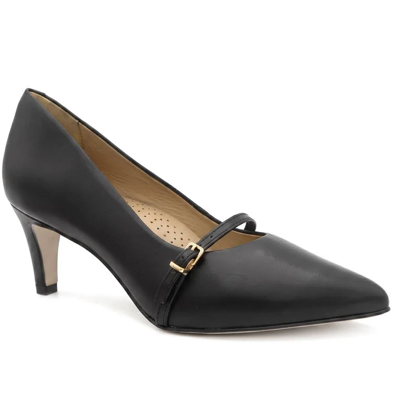 Zienna Leather Stiletto Heel Mary Janes - ZIENNA / 330 272 - Black Leather