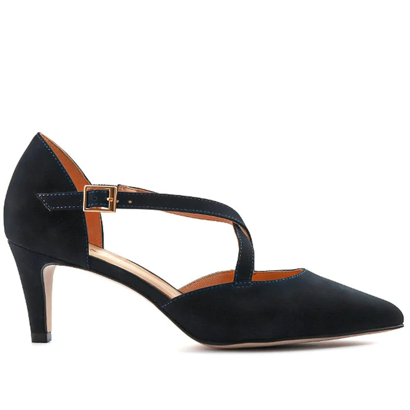YSA Wide Fit Leather Stilettos - YSAWIDE / 330 274 - Navy Nubuck