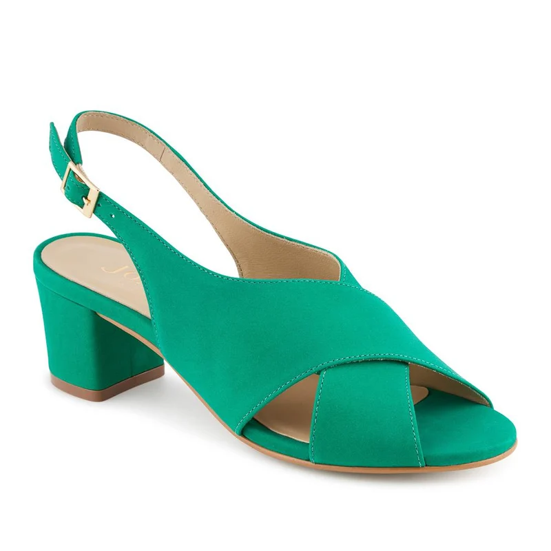 Geenah Smart Leather Slingback Sandals - GEENAH / 329 037 - Green Nubuck