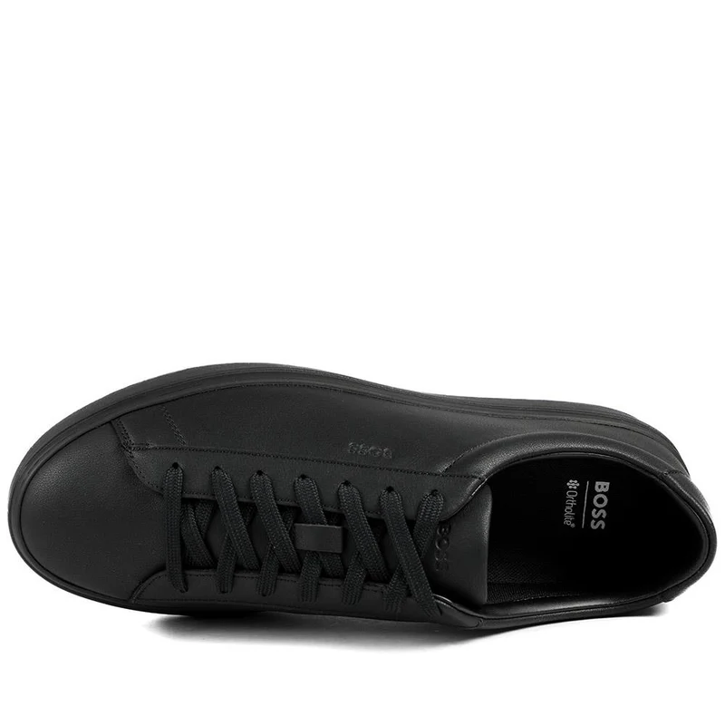 Boss Leather Lace Up Trainers - HUGO42501 / 327 809 - Black-Black