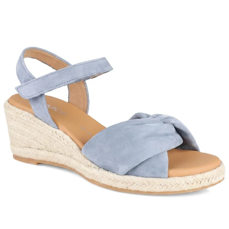 Moon Gabor Leather Wedge-Heel Espadrilles - GAB41505 / 326 987 - Pale Blue