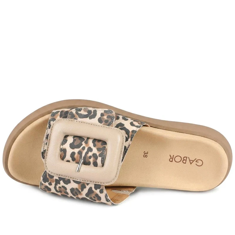 Gabor Adios Leather Slip On Mules - GAB43519 / 328 858 - Leopard