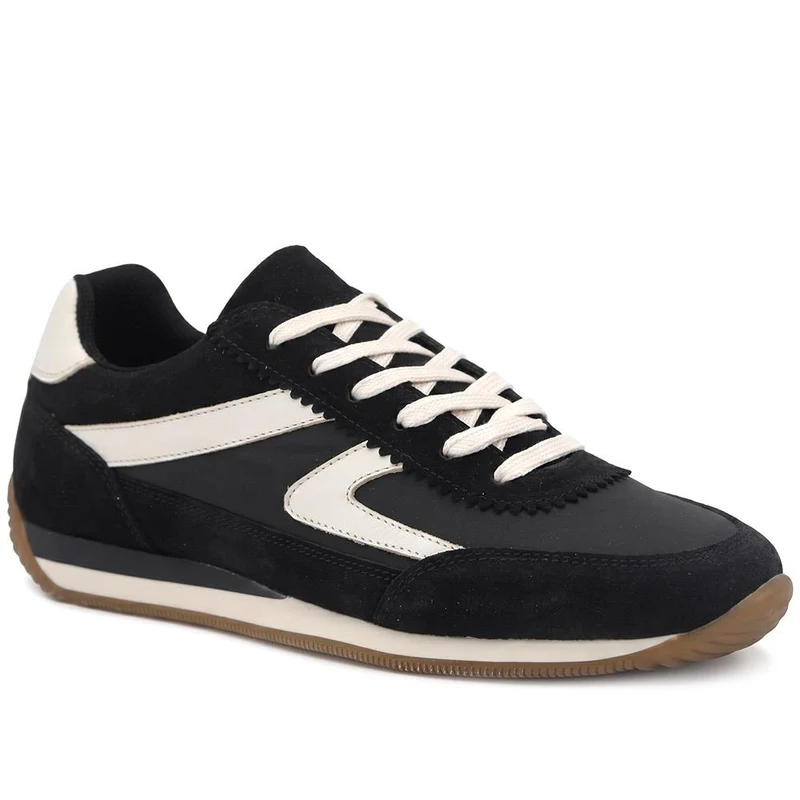 Aeries Leather Lace Up Trainers - AERIES / 329 809 - Black