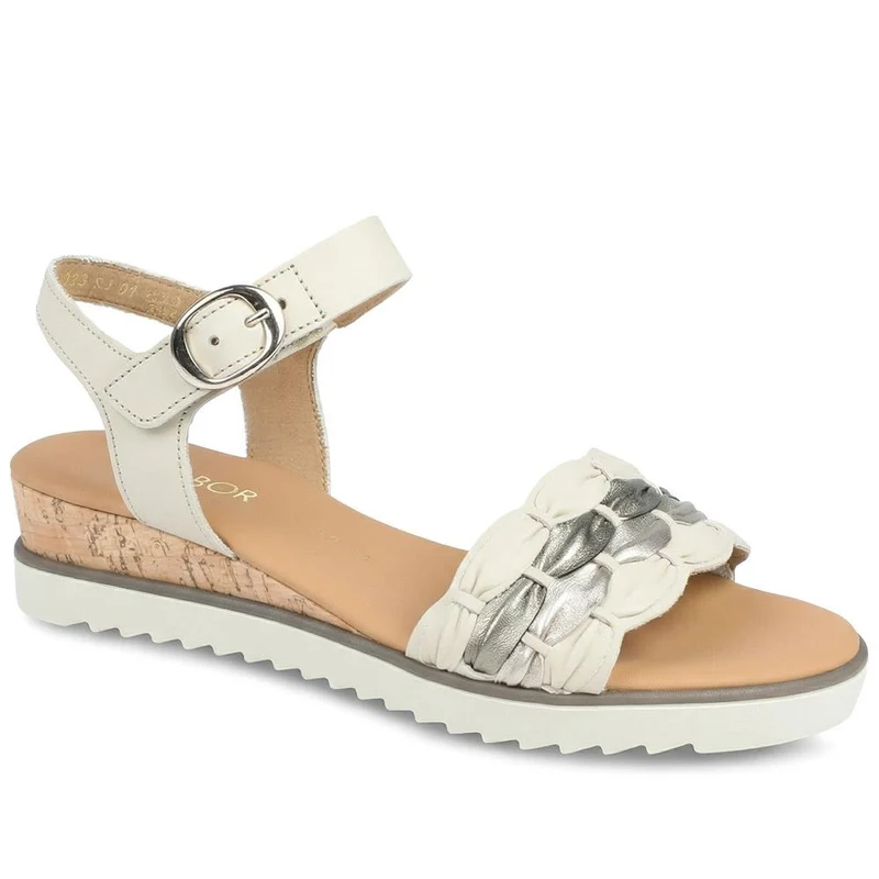 Gabor Revo Wide Fit Leather Adjustable Sandals - GAB43526 / 328 871 - Beige