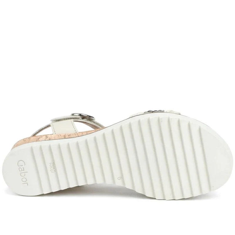Gabor Revo Wide Fit Leather Adjustable Sandals - GAB43526 / 328 871 - Beige