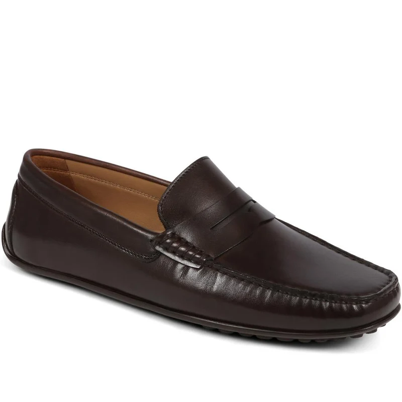 Paterson Leather Moccasins - PATERSON / 325 093 - Dark Brown