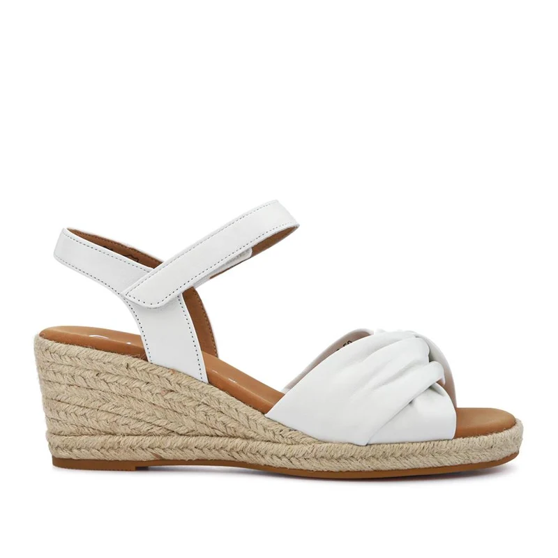 Moon Gabor Leather Wedge-Heel Espadrilles - GAB41505 / 326 987 - White