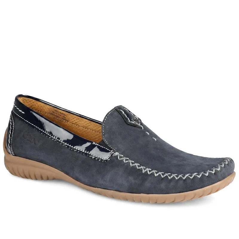 Leather Stitched-Detail Loafers - GAB41531 / 327 037 - Navy