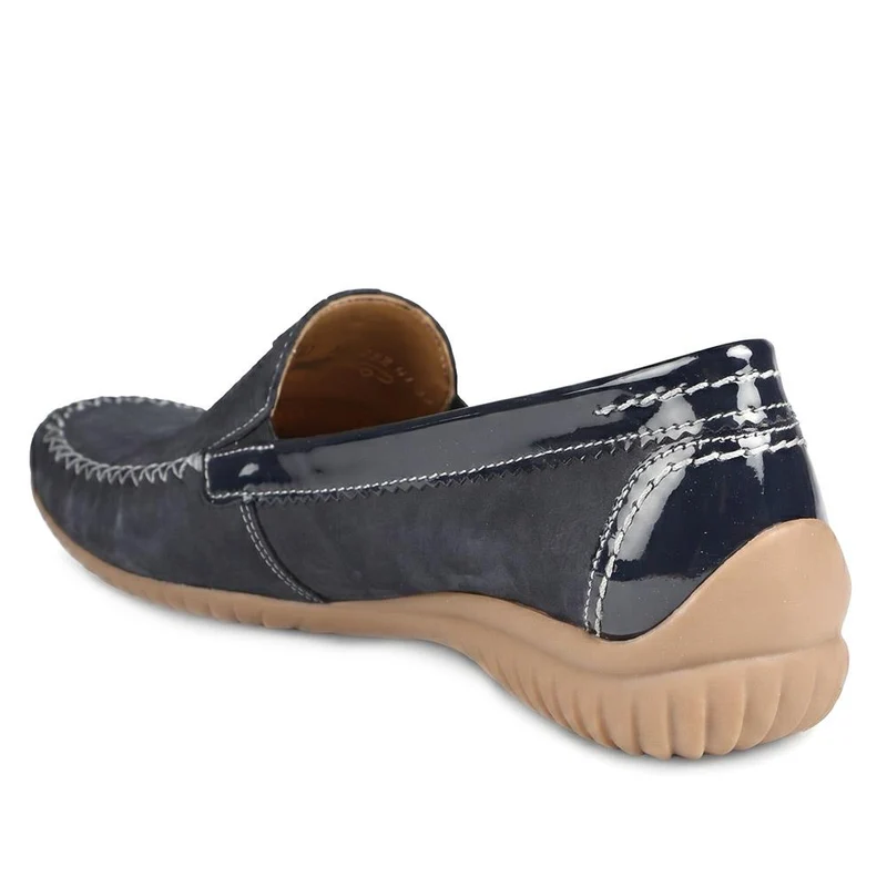 Leather Stitched-Detail Loafers - GAB41531 / 327 037 - Navy