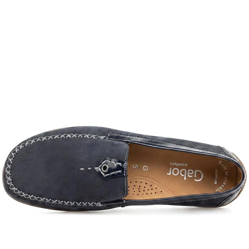 Leather Stitched-Detail Loafers - GAB41531 / 327 037 - Navy