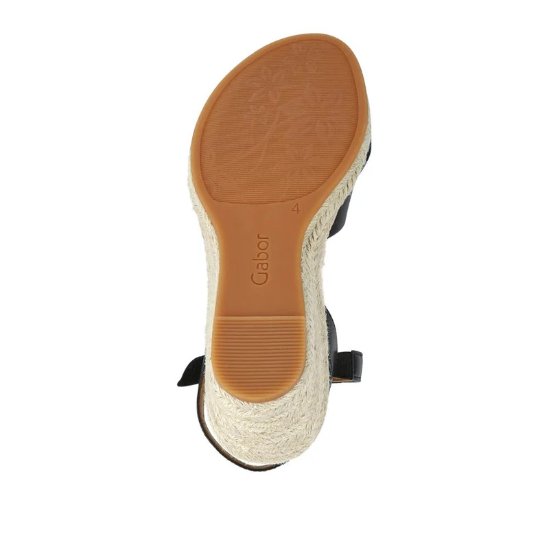 Moon Gabor Leather Wedge-Heel Espadrilles - GAB41505 / 326 987 - Black
