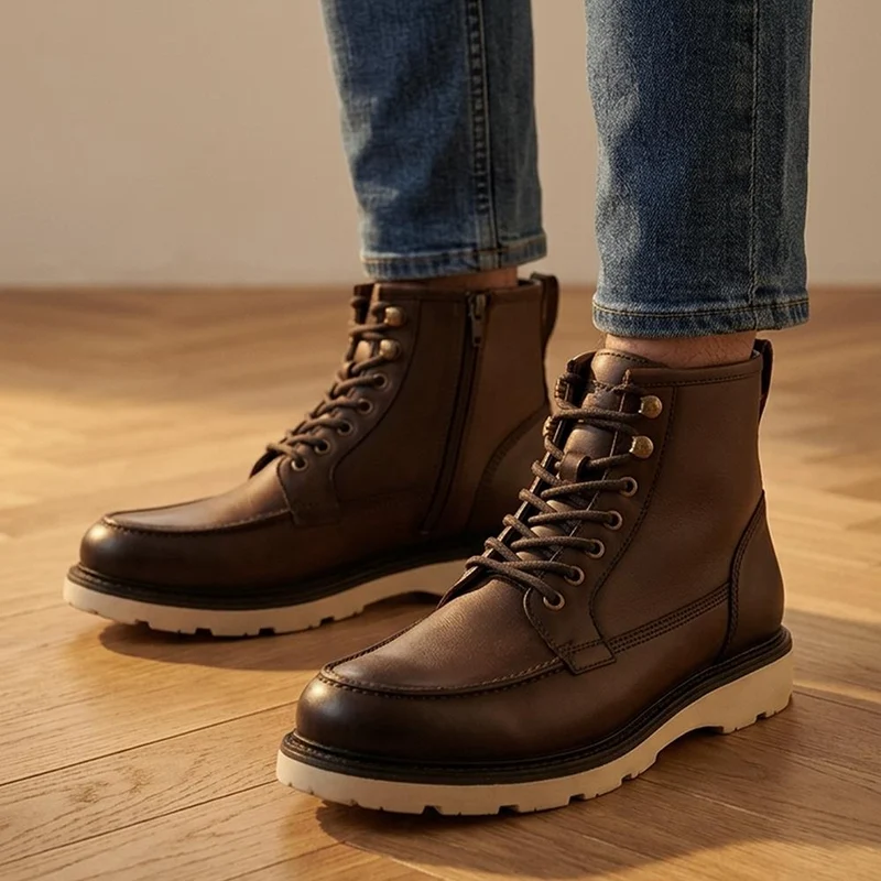 Essex Chunky Leather Boots - ESSEX / 328 074 - Dark Brown