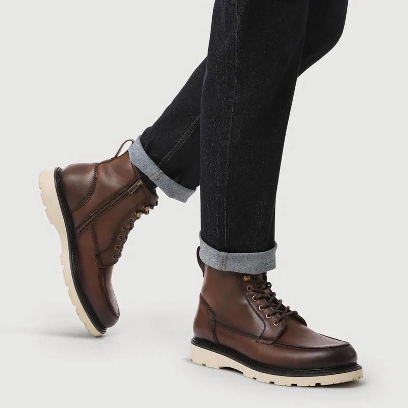 Essex Chunky Leather Boots - ESSEX / 328 074 - Dark Brown