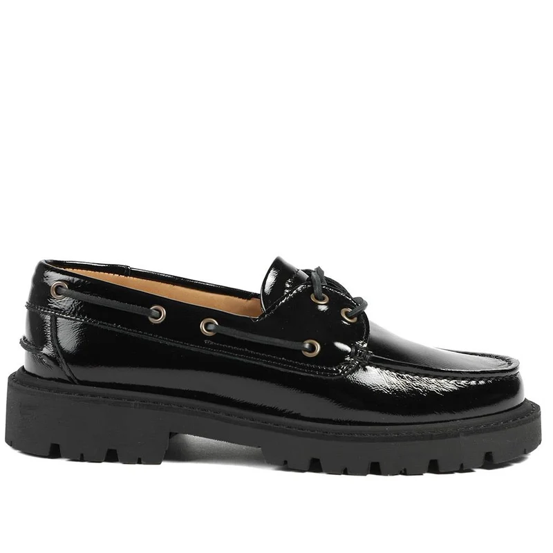 Perdita Leather Platform Moccasins - PERDITA / 328 592 - Black Patent