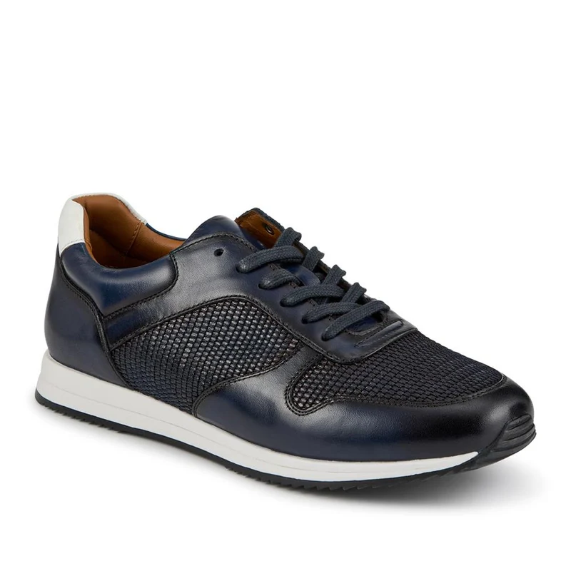 St Louis Casual Leather Lace Up Trainers - STLOUIS / 328 814 - Navy