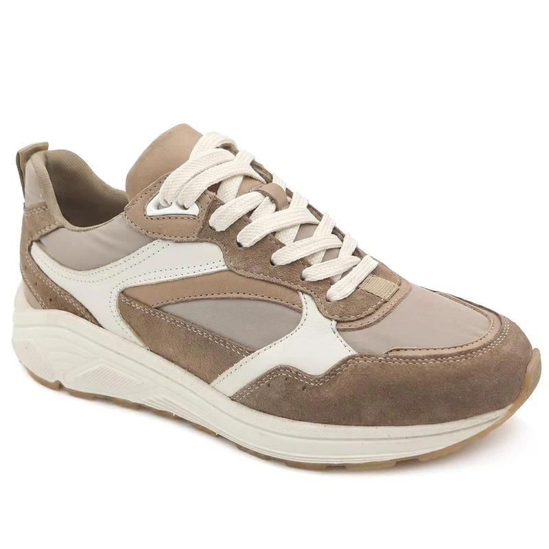 Azelia Leather Lace Up Trainers - AZELIA / 329 810 - Beige