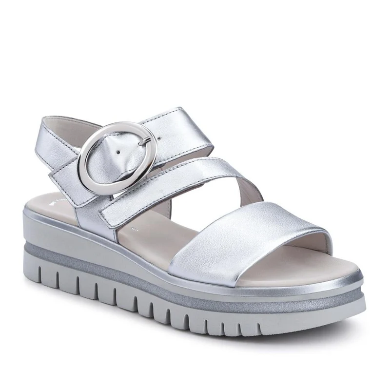 Amarillo Gabor Leather Chunky Buckled Sandals - GAB41510 / 326 995 - Metallic