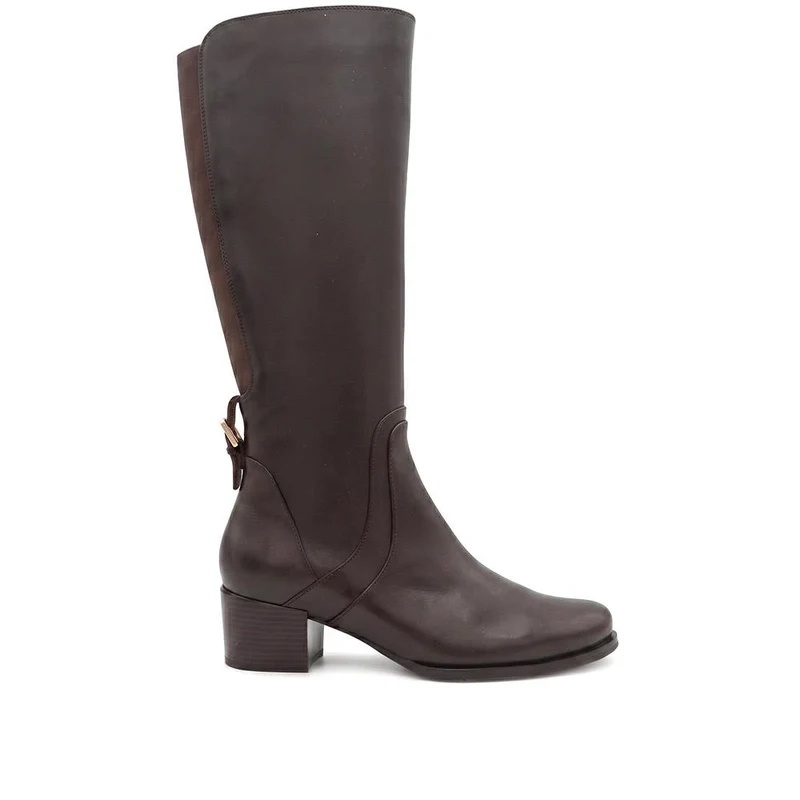 Dancer Premium Leather Calf-Length Boots - DANCER / 328 018 - Dark Brown