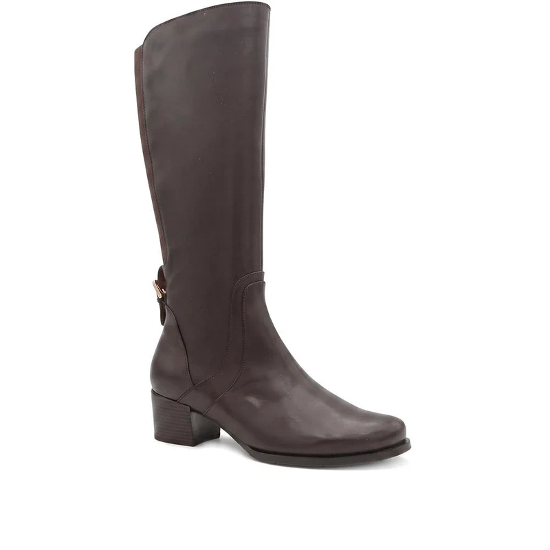Dancer Premium Leather Calf-Length Boots - DANCER / 328 018 - Dark Brown